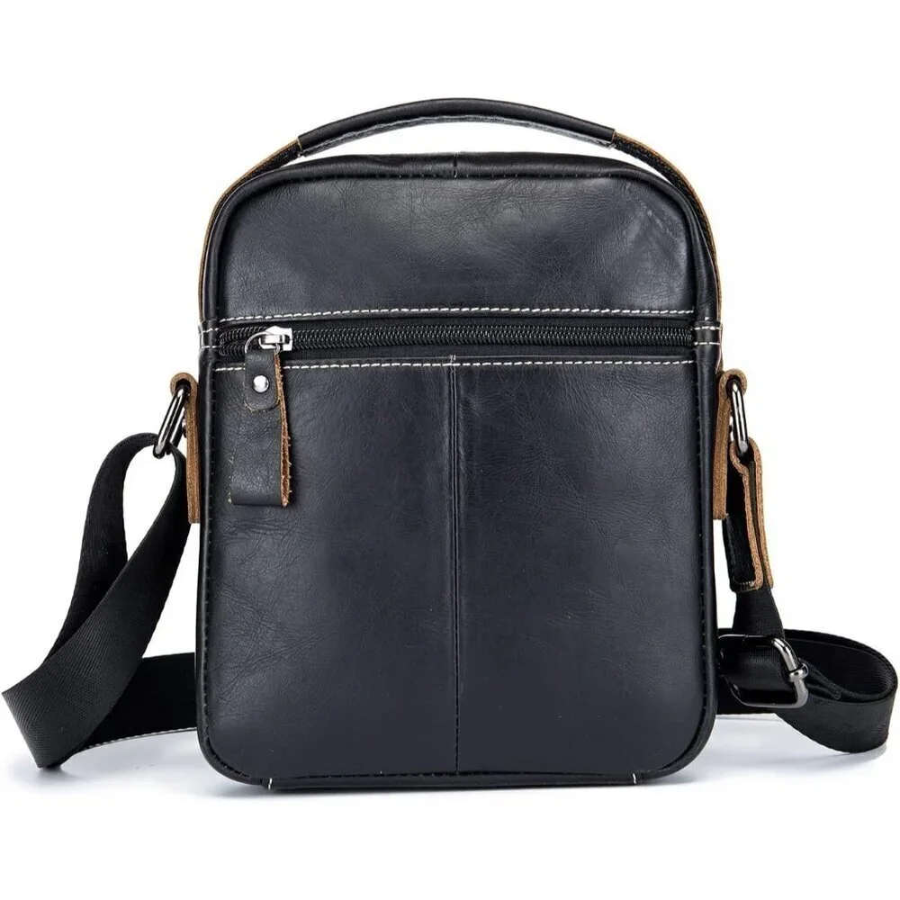 💫 Lukzijaes Leather Genuine Men Black Small Lightweight Sling Messenger Bags